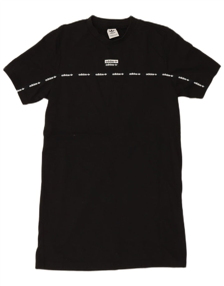 Abito T-shirt grafica da donna ADIDAS UK 12 medio cotone nero