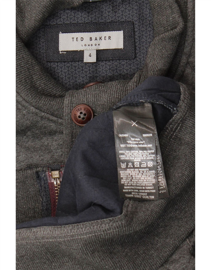 Maglione cardigan da uomo Ted Baker taglia 4 grande cotone grigio