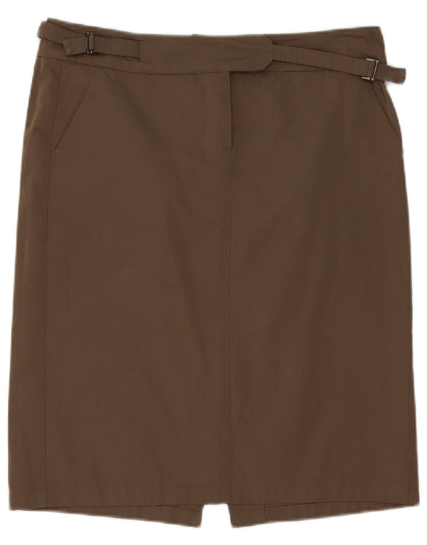 Gonna dritta da donna Max Mara UK 12 media W34 poliestere marrone