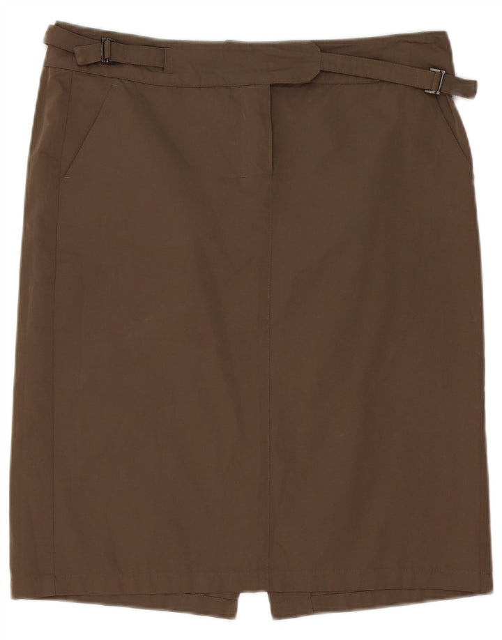 Gonna dritta da donna Max Mara UK 12 media W34 poliestere marrone