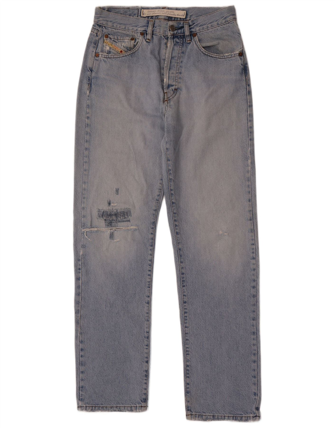 Jeans dritti invecchiati da uomo Diesel W32 L32 in cotone blu