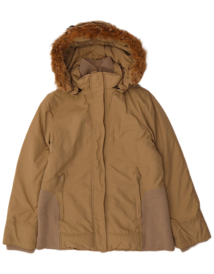 Giacca imbottita con cappuccio da donna Woolrich UK 16 Large Beige Poliestere