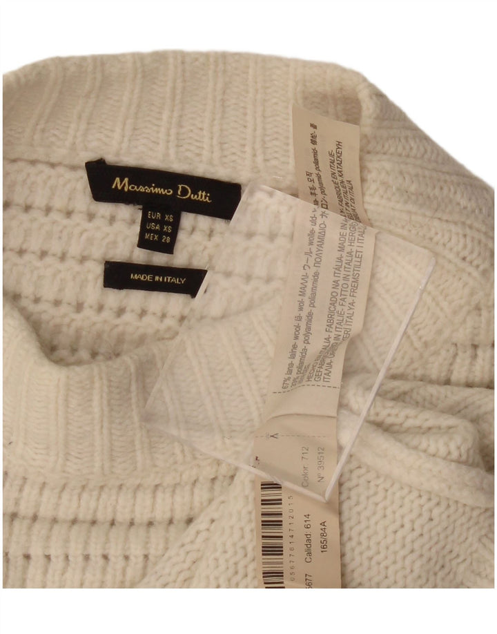 MASSIMO DUTTI Maglione maglione da donna con collo alto UK 6 XS Bianco sporco