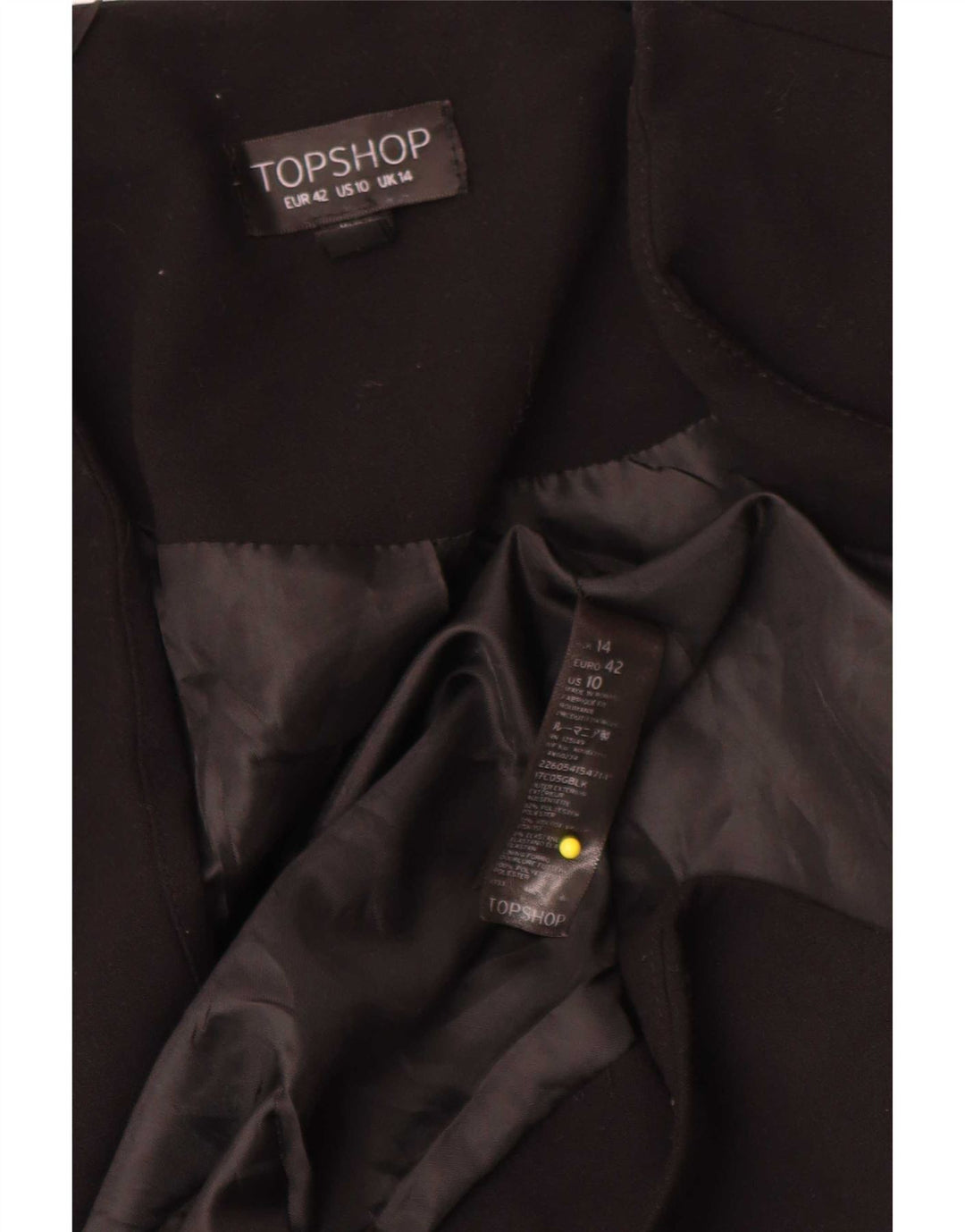 Giacca blazer da donna Topshop UK 14 grande poliestere nero