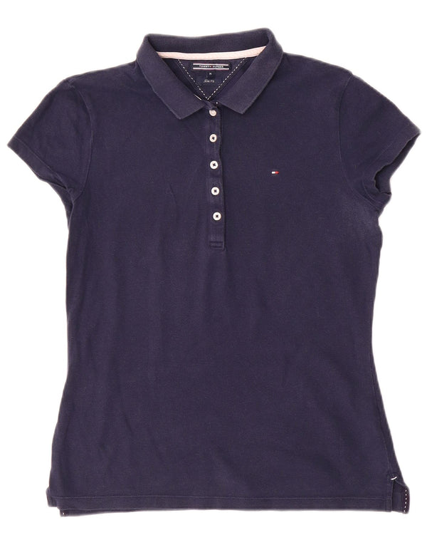 Polo da donna slim fit Tommy Hilfiger UK 12 cotone medio blu navy
