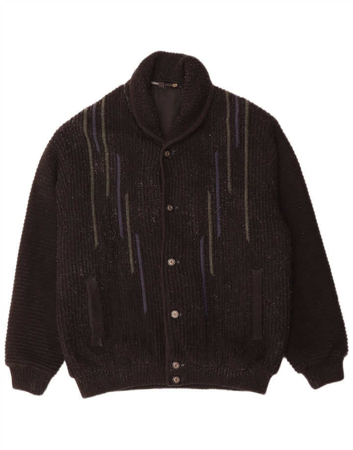 Maglione cardigan da uomo Canda a righe nere grandi
