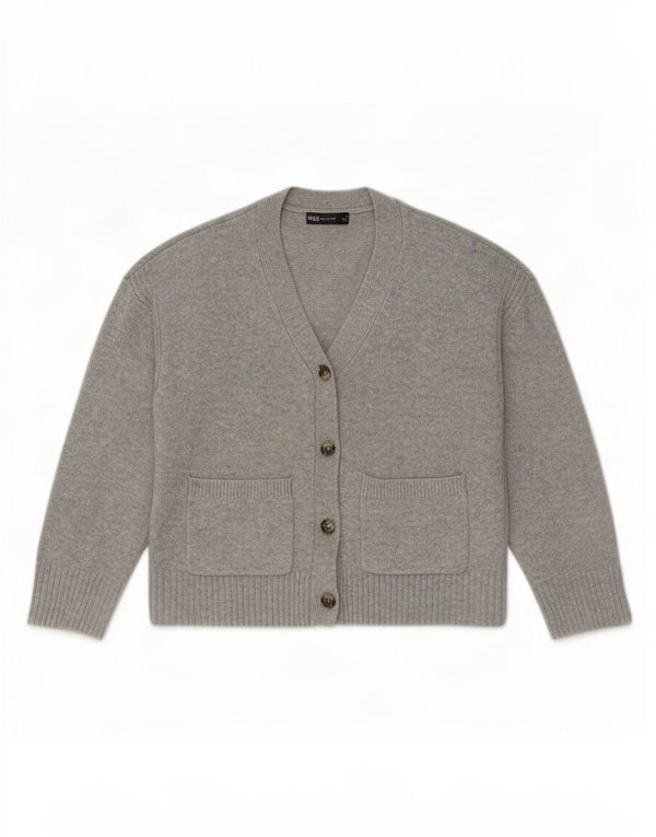 Maglione cardigan corto da donna Marks & Spencer UK 14 Grigio medio chiazzato
