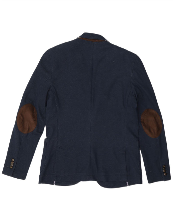 Giacca blazer da uomo a 2 bottoni Zara EU 52 grande poliestere blu navy