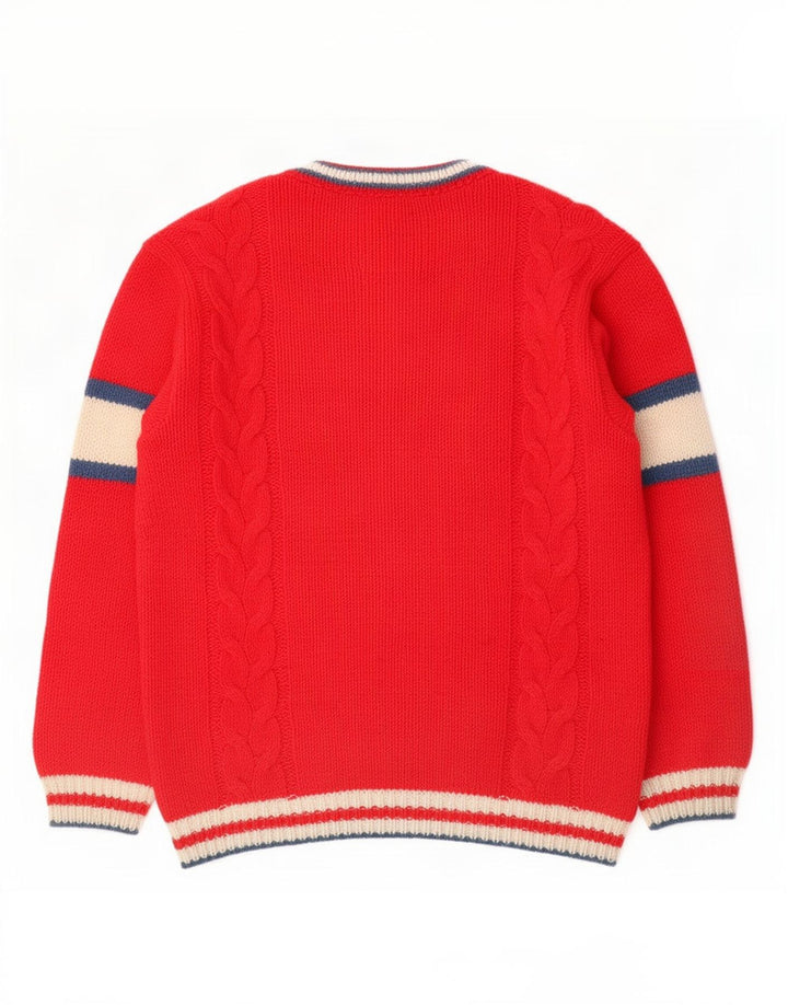 Maglione con scollo a V grafico da uomo Foxhound color block rosso medio