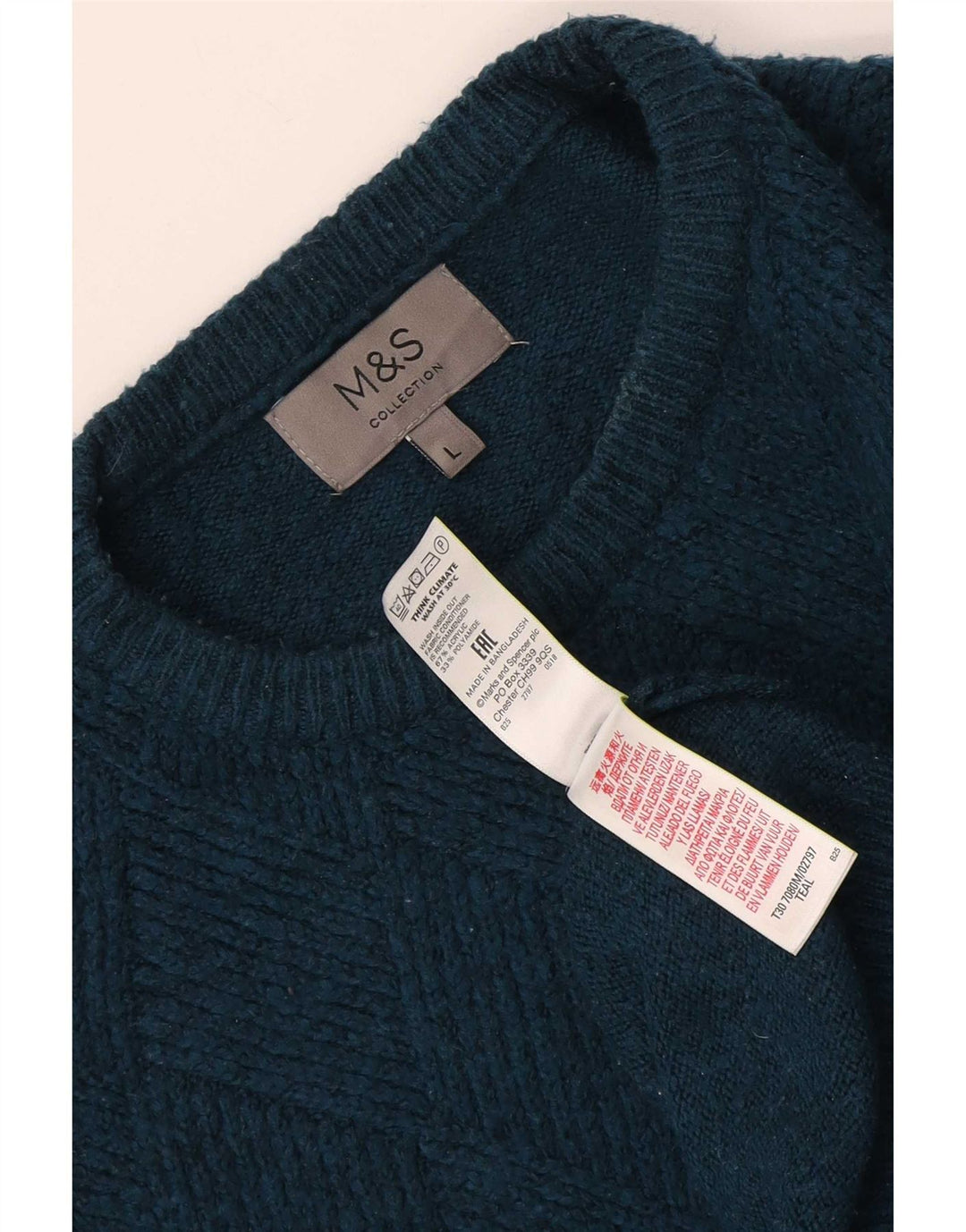 Maglione maglione girocollo da uomo Marks & Spencer grande acrilico turchese