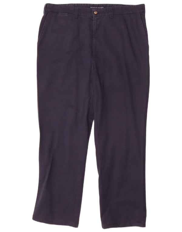 Pantaloni chino dritti da uomo Tommy Hilfiger W38 L32 cotone blu navy