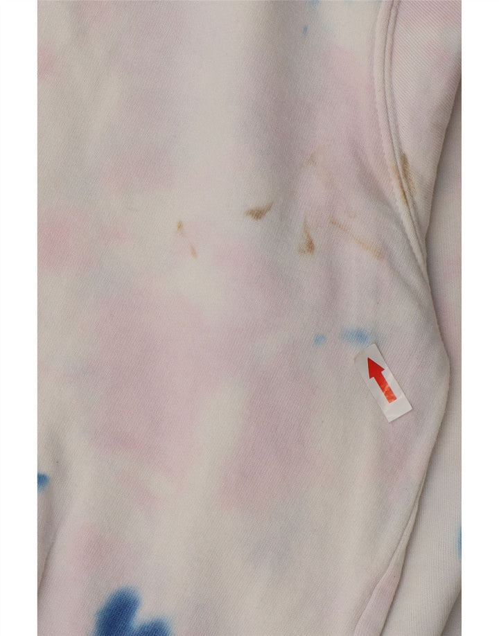 Felpa grafica da donna Ellesse Maglione UK 12 Medium White Tie Dye Cotton