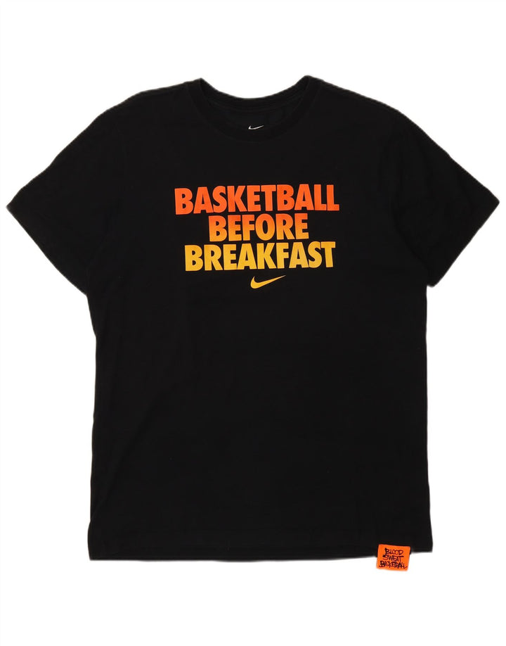 T-shirt grafica Nike Dri Fit da uomo in cotone medio nero