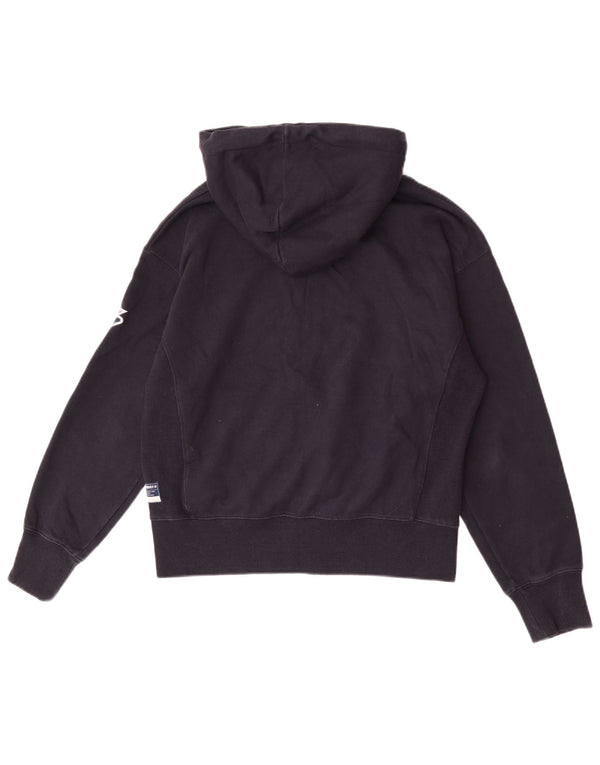Maglione con cappuccio e zip da donna Superdry UK 12 cotone blu navy medio