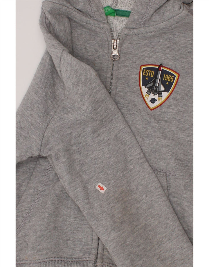 Maglione con cappuccio e zip grafica da bambino Benetton 5-6 anni Grigio