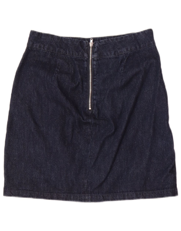 Gonna in denim da donna Warehouse UK 10 piccola W28 cotone floreale blu