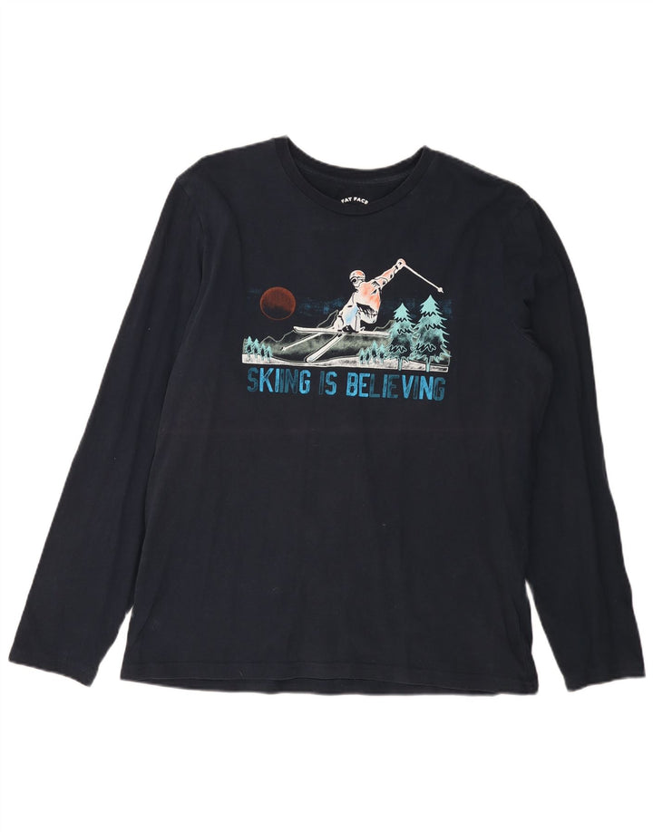 FAT FACE Top grafico da uomo a maniche lunghe grande blu navy
