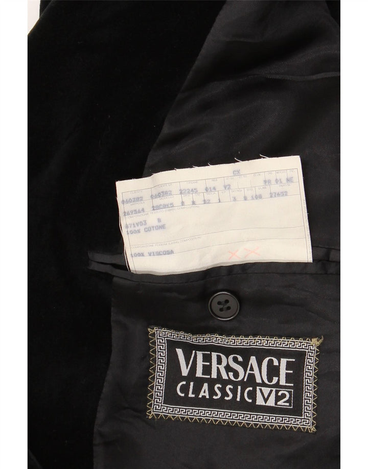 Giacca blazer in velluto da uomo a 4 bottoni Versace IT 52 XL cotone nero