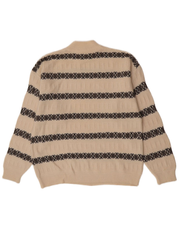 Maglione maglione da uomo con collo alto Suspense IT 52 Lana a righe grandi bianco sporco