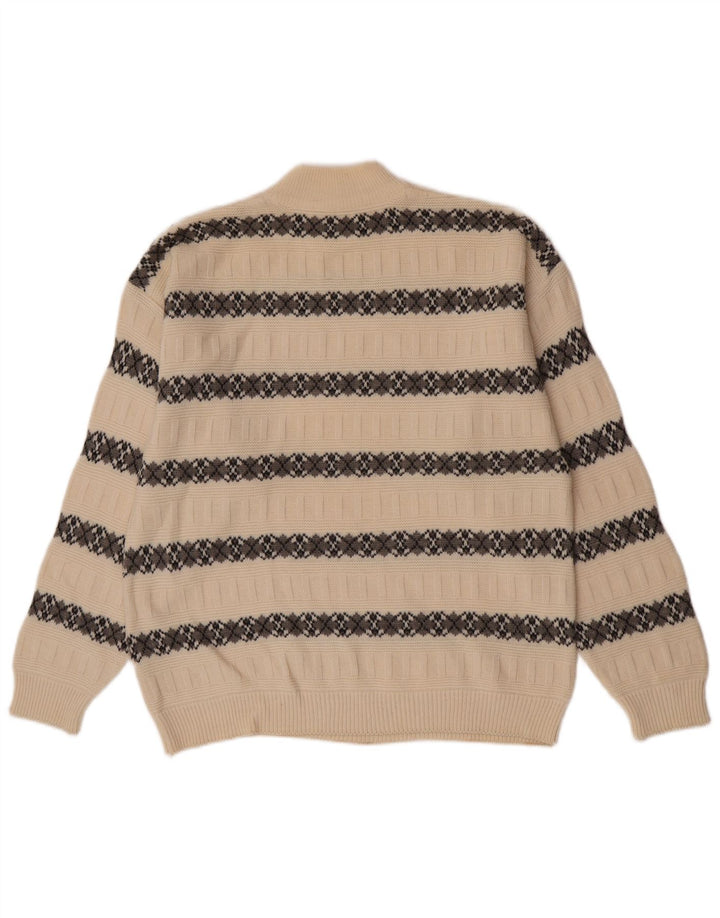 Maglione maglione da uomo con collo alto Suspense IT 52 Lana a righe grandi bianco sporco