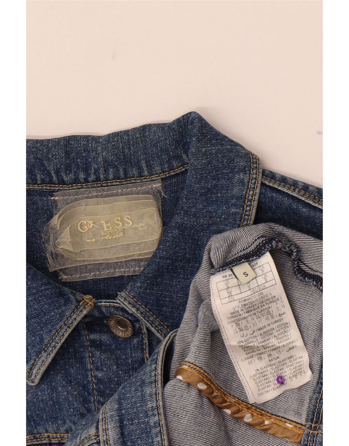 Giacca in denim corta da donna Guess UK 6 XS blu cotone