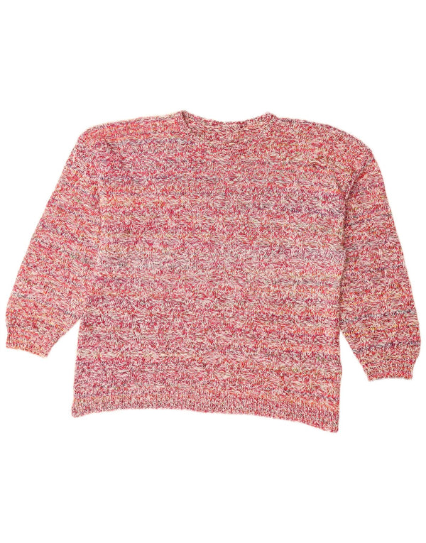 Maglione maglione con scollo a barca da donna VINTAGE UK 18 XL rosa screziato