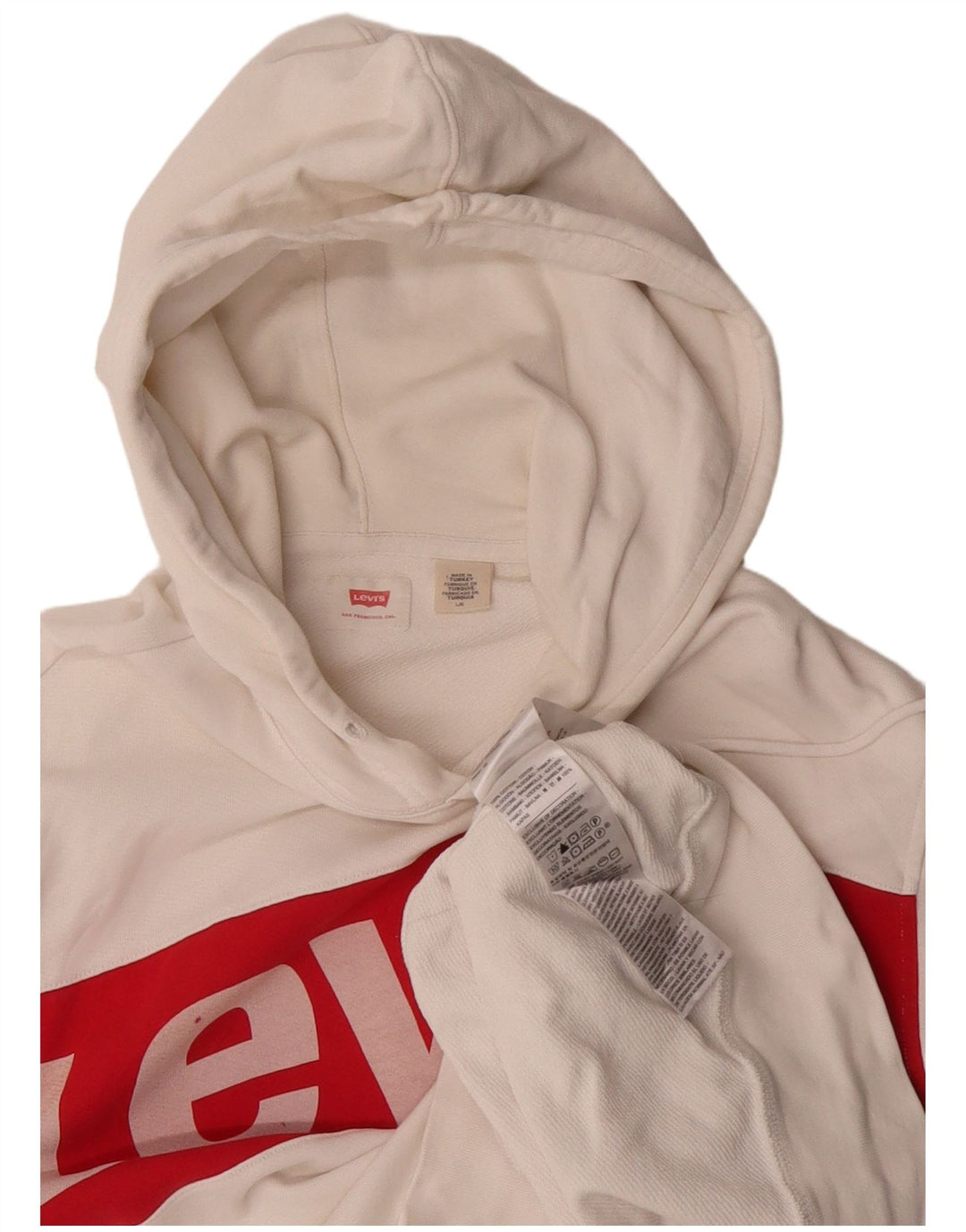 LEVI'S Felpa con cappuccio grafica da uomo, grande, cotone color block bianco