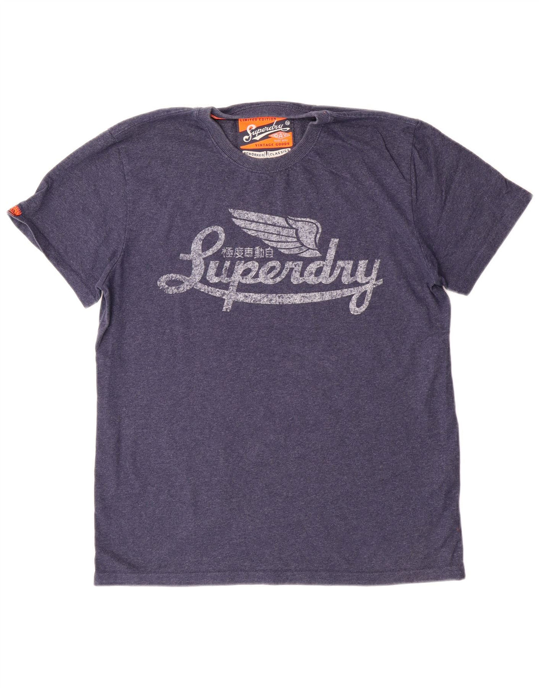 T-shirt grafica da donna Superdry Top XL in cotone blu navy