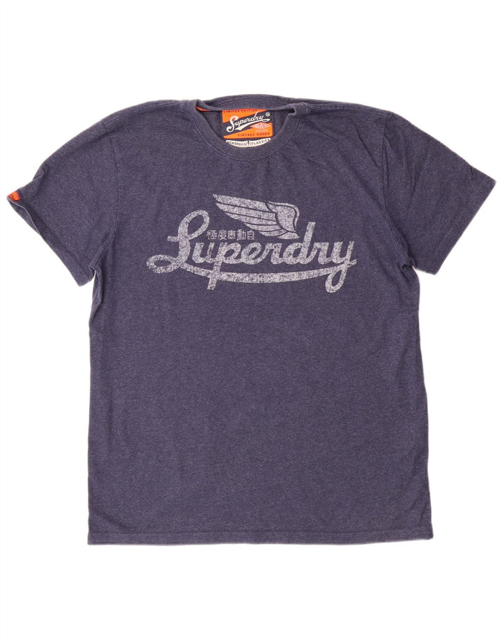 T-shirt grafica da donna Superdry Top XL in cotone blu navy