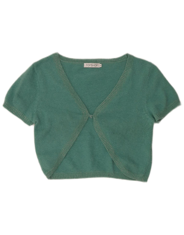 Topshop Cardigan corto da donna a maniche corte Topshop UK 12 Nylon verde medio