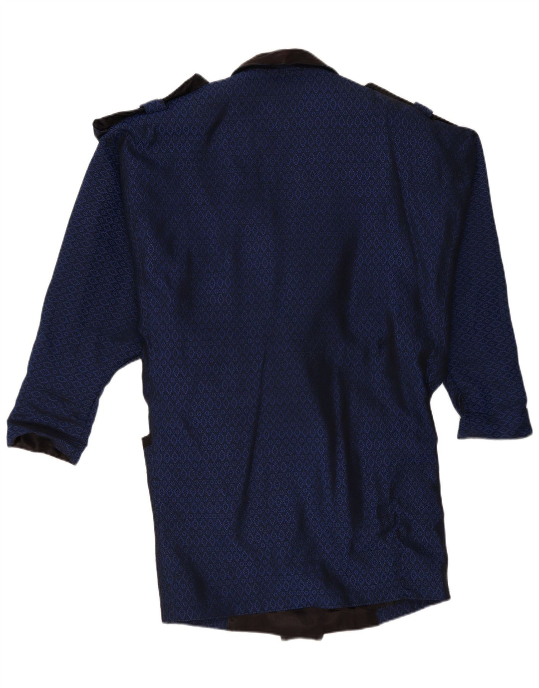 Cappotto doppiopetto vintage da donna UK 16 grande blu navy geometrico