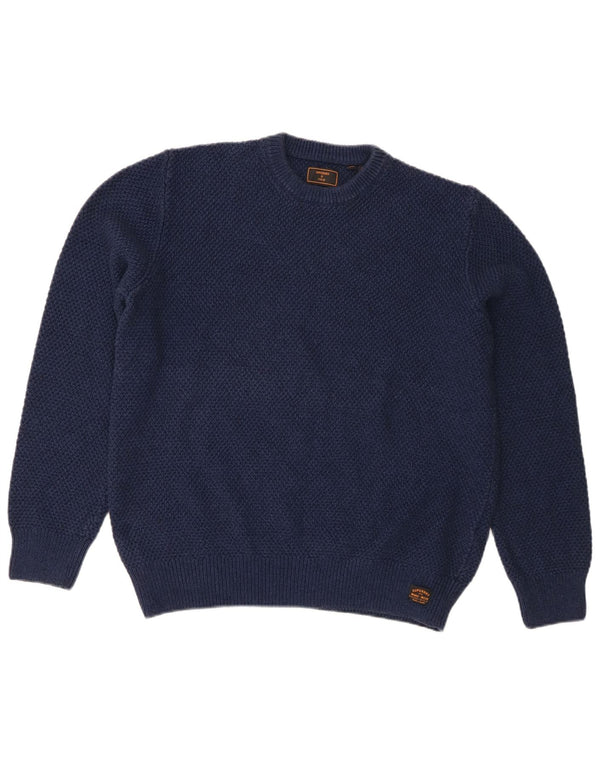 Maglione maglione girocollo da uomo Superdry di grandi dimensioni in cotone blu navy