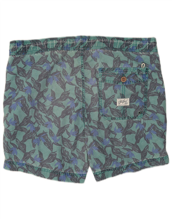 Pantaloncini da bagno da uomo Fat Face Cotone geometrico verde medio