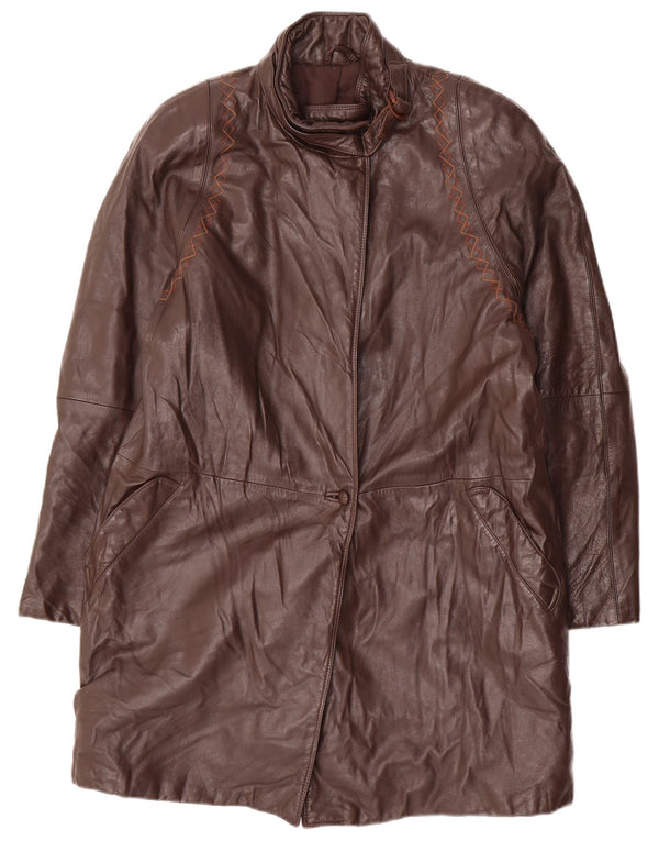 Cappotto in pelle da donna VINTAGE UK 14 Marrone medio