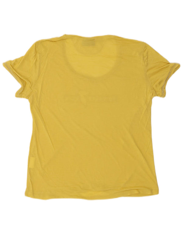 T-shirt grafica da donna Trussardi Jeans UK 18 XL Lyocell giallo