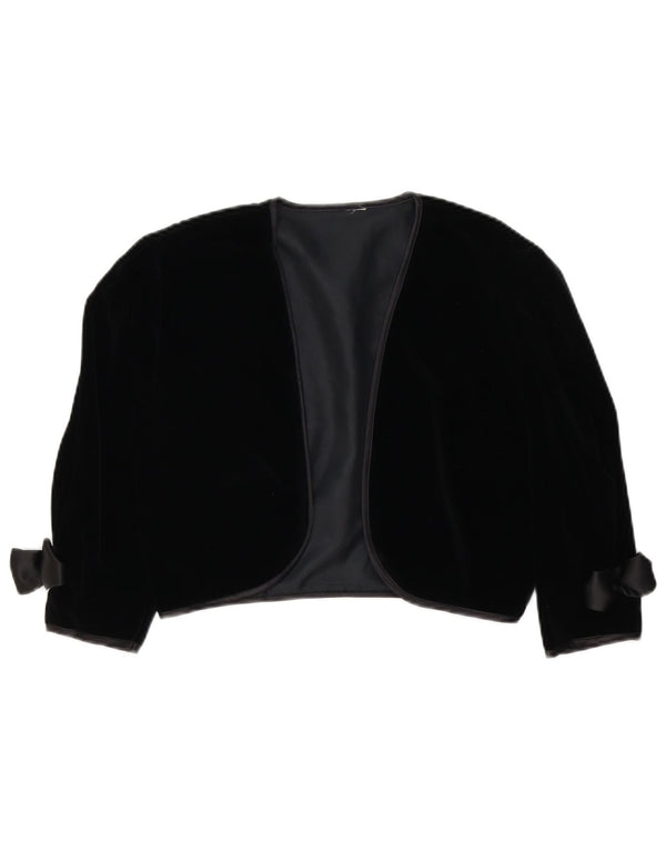 Giacca Bolero in velluto da donna vintage UK 10 piccola in cotone nero