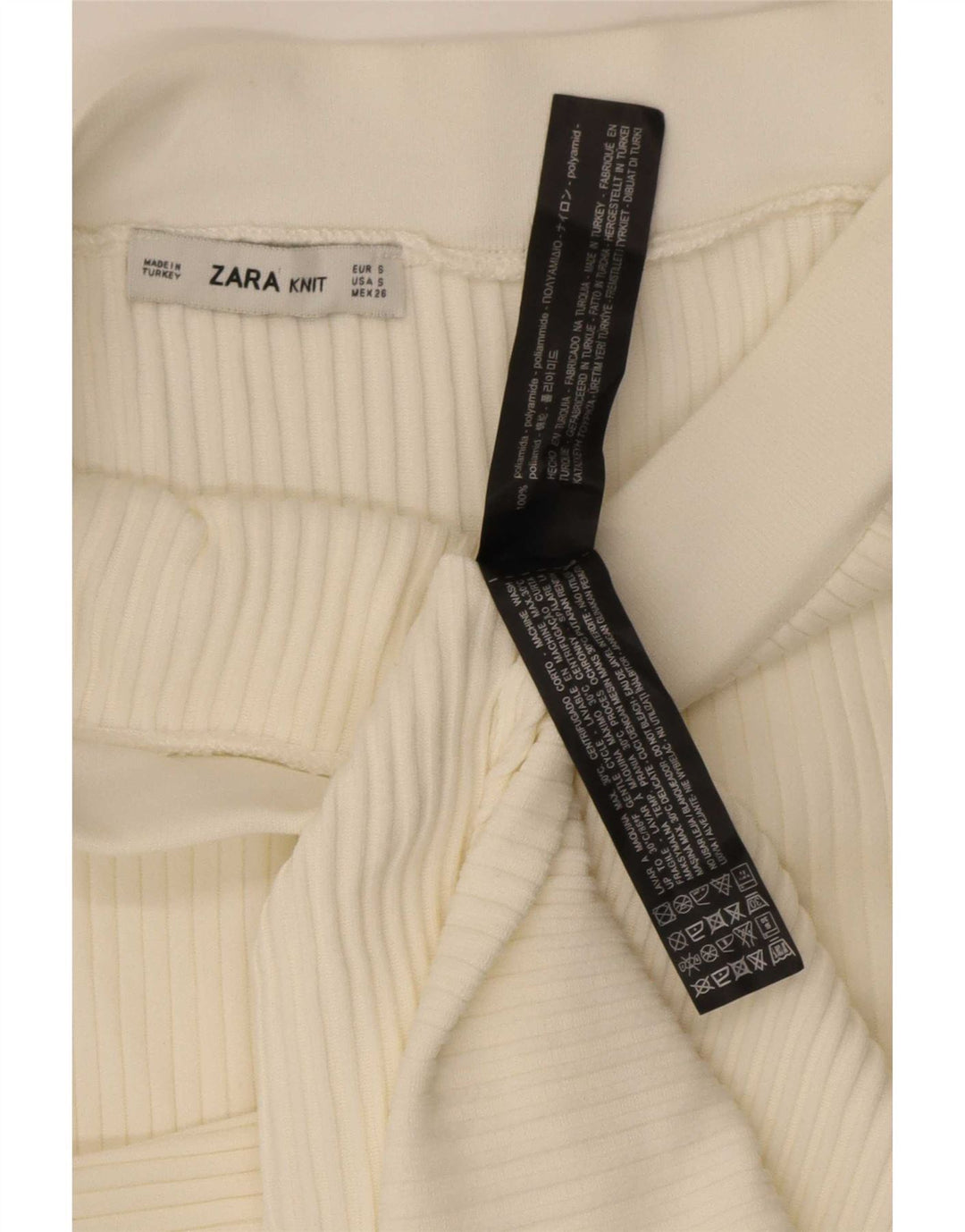 Gonna asimmetrica in maglia da donna Zara piccola W26 poliestere bianco sporco