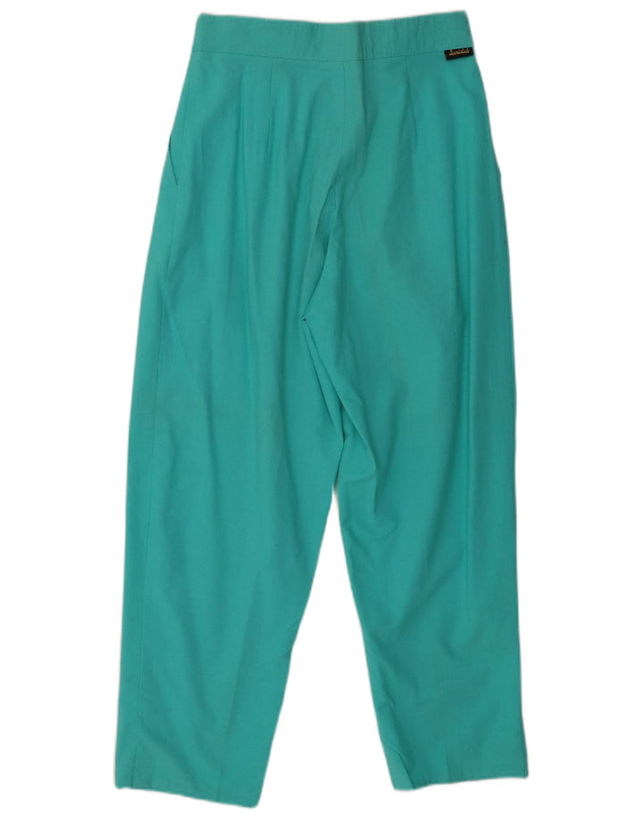 VINTAGE Womens High Waist Pegged Chino Trousers W28 L27 Turquoise Cotton