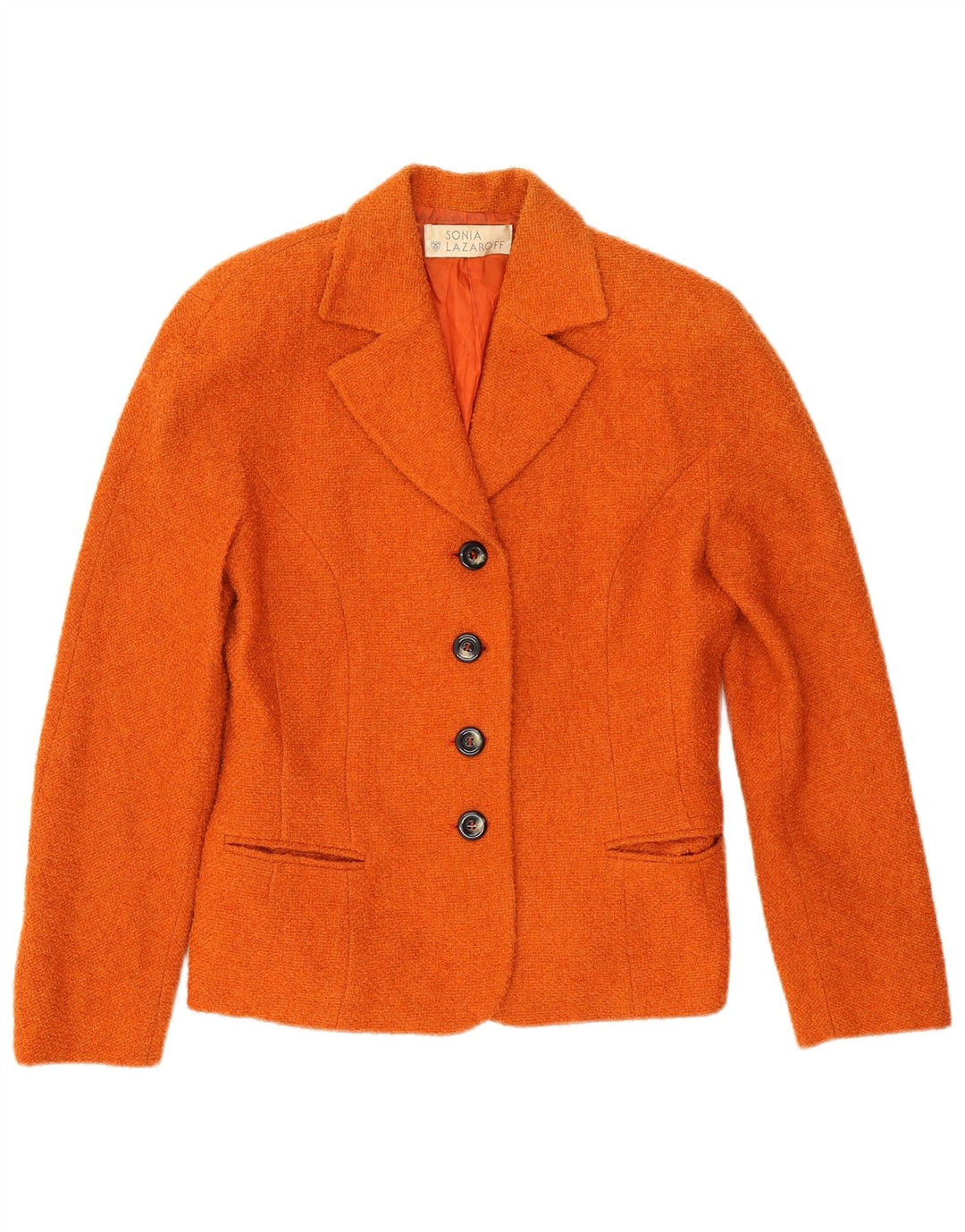 Giacca blazer vintage da donna a 4 bottoni IT 42 lana arancione media