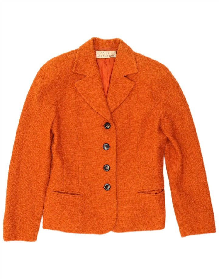 Giacca blazer vintage da donna a 4 bottoni IT 42 lana arancione media