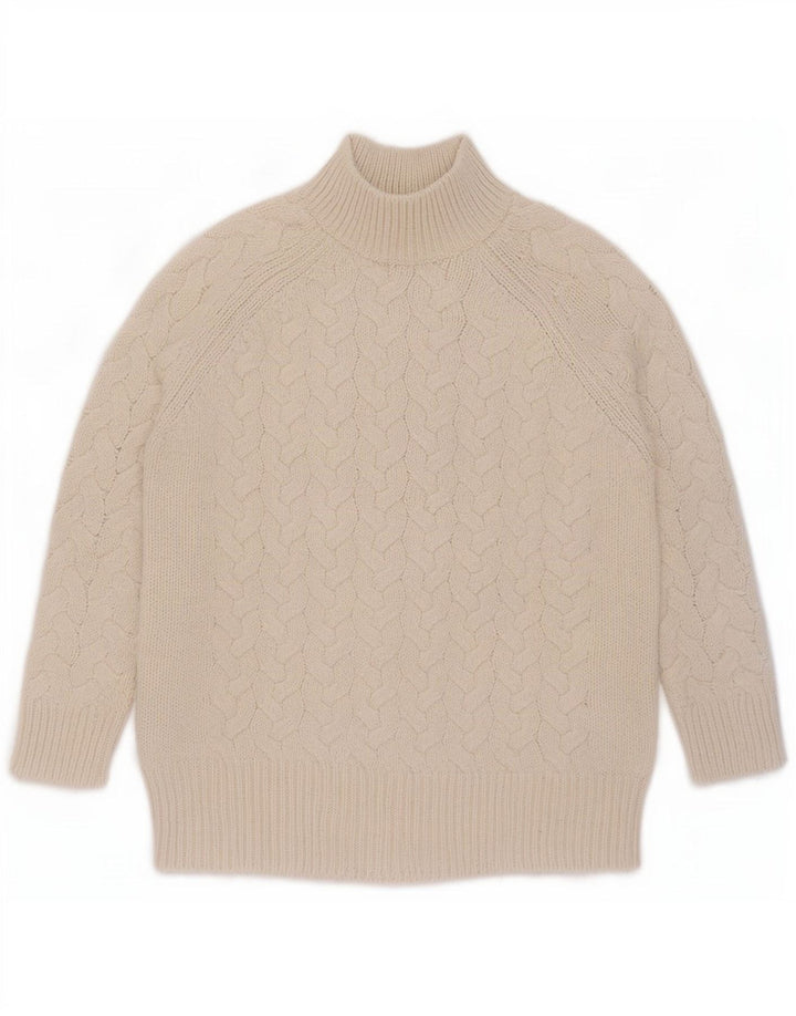 Maglione maglione a collo alto da donna Marks & Spencer UK 16 grande acrilico beige