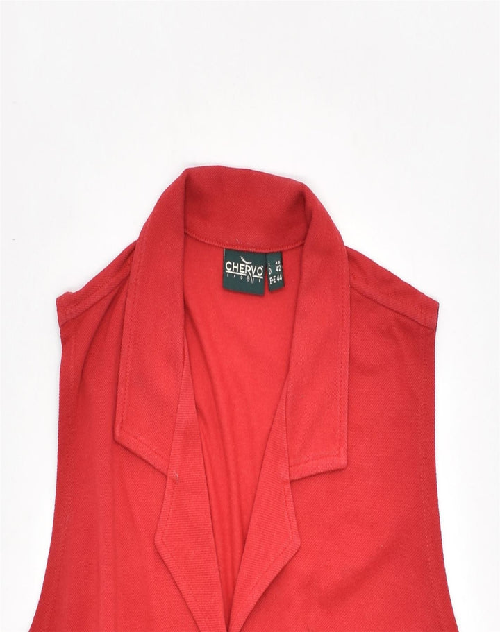CHERVO Womens Sleeveless Shirt IT 48 XL Red Cotton | Vintage | Thrift | Second-Hand | Used Clothing | Messina Hembry 