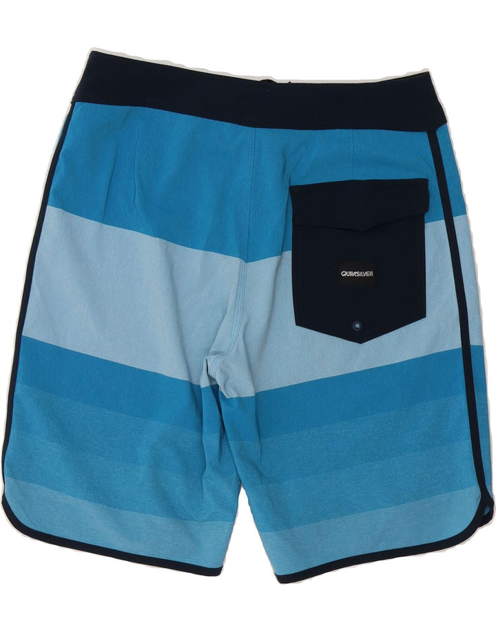 QUIKSILVER Mens Swimming Shorts Medium Blue Striped Polyester Vintage Quiksilver and Second-Hand Quiksilver from Messina Hembry 