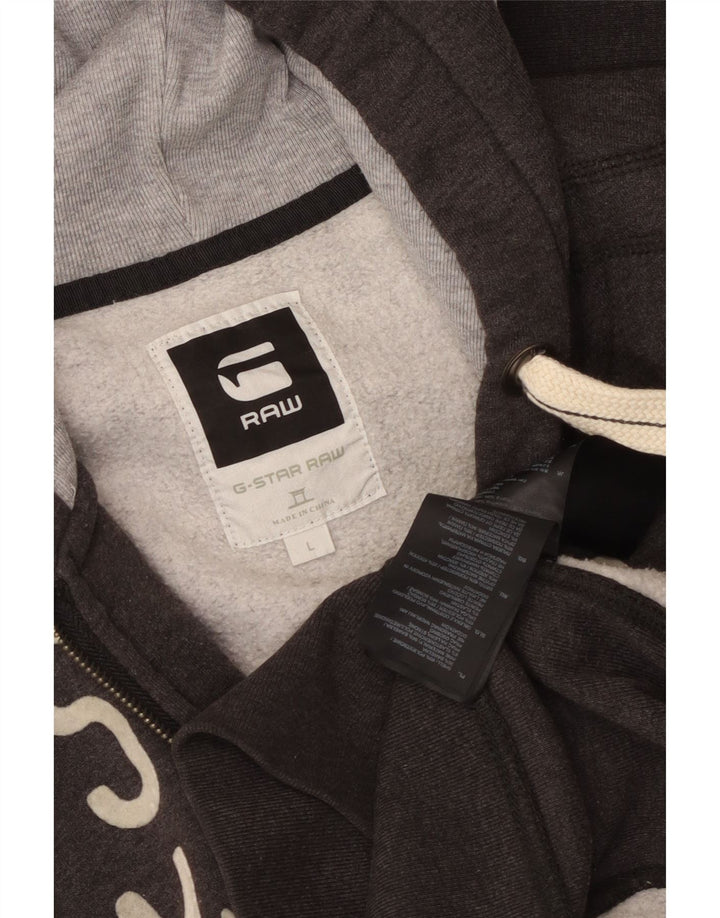 Maglione con cappuccio e zip grafica da donna G-STAR UK 14 Grande poliestere grigio