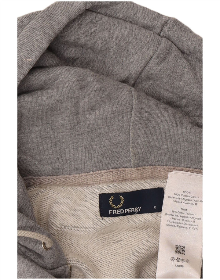 Maglione con cappuccio e zip da uomo Fred Perry piccolo in cotone grigio