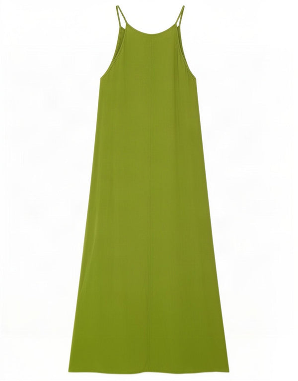 Vestito lungo senza maniche da donna Zara UK 12 Viscosa verde medio
