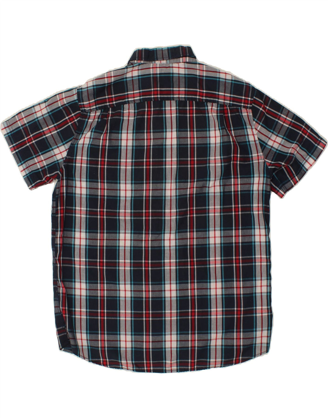 VINTAGE Mens Short Sleeve Shirt XL Navy Blue Check Polyester Vintage Vintage and Second-Hand Vintage from Messina Hembry 
