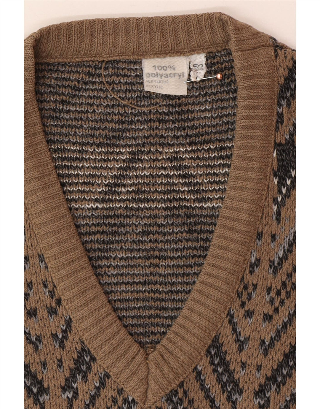 Canotta da uomo VINTAGE IT 52 Large Marrone Fair Isle