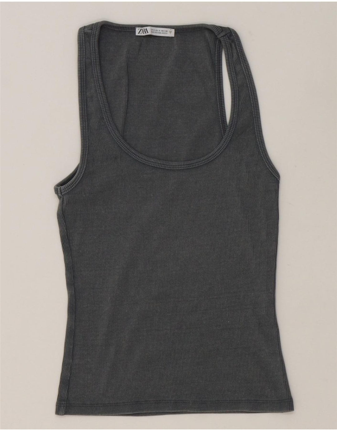 ZARA Womens Vest Top UK 10 Small Grey Vintage Zara and Second-Hand Zara from Messina Hembry 
