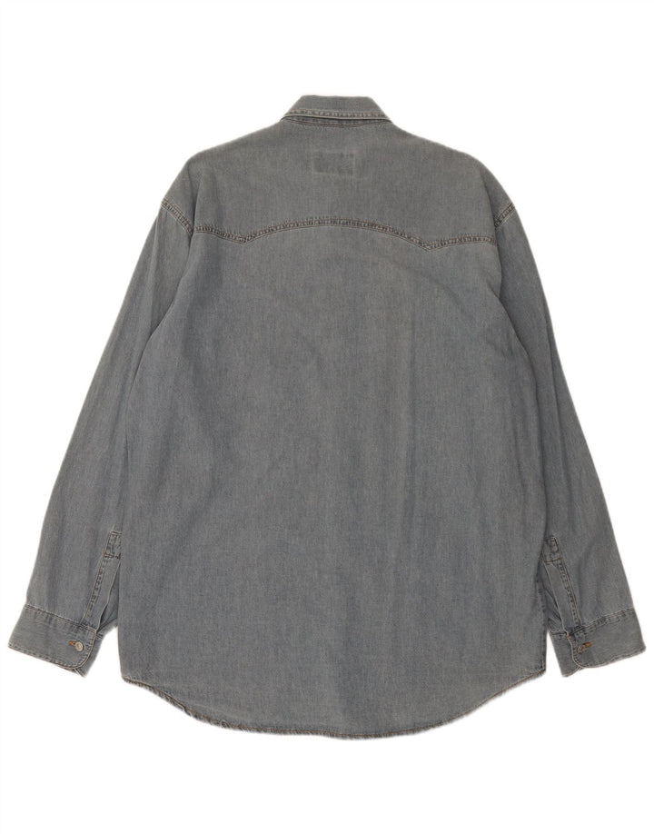 Camicia di jeans vintage da uomo grande blu